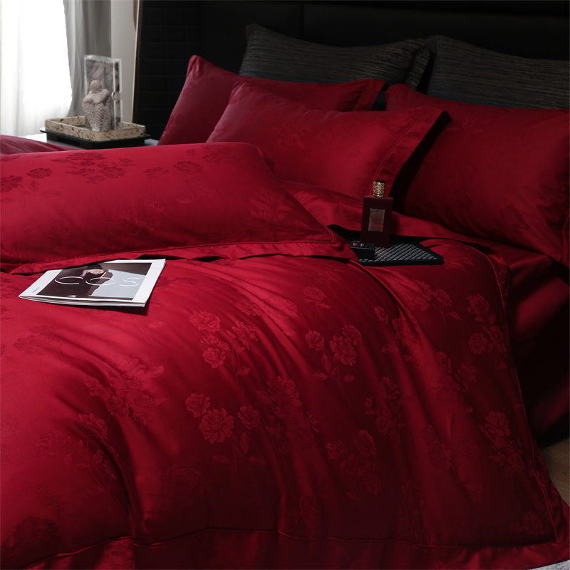 馨荷长绒棉提花宽边被套四件套