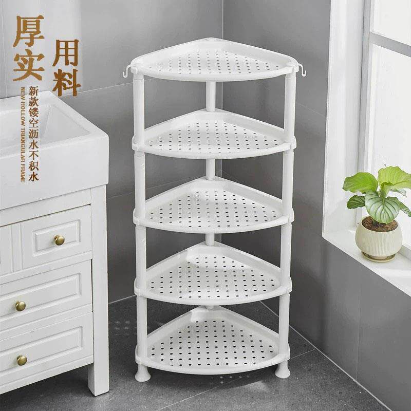 日本品质浴室置物架卫生间三角脸盆架落地多层带轮加厚水桶收纳架