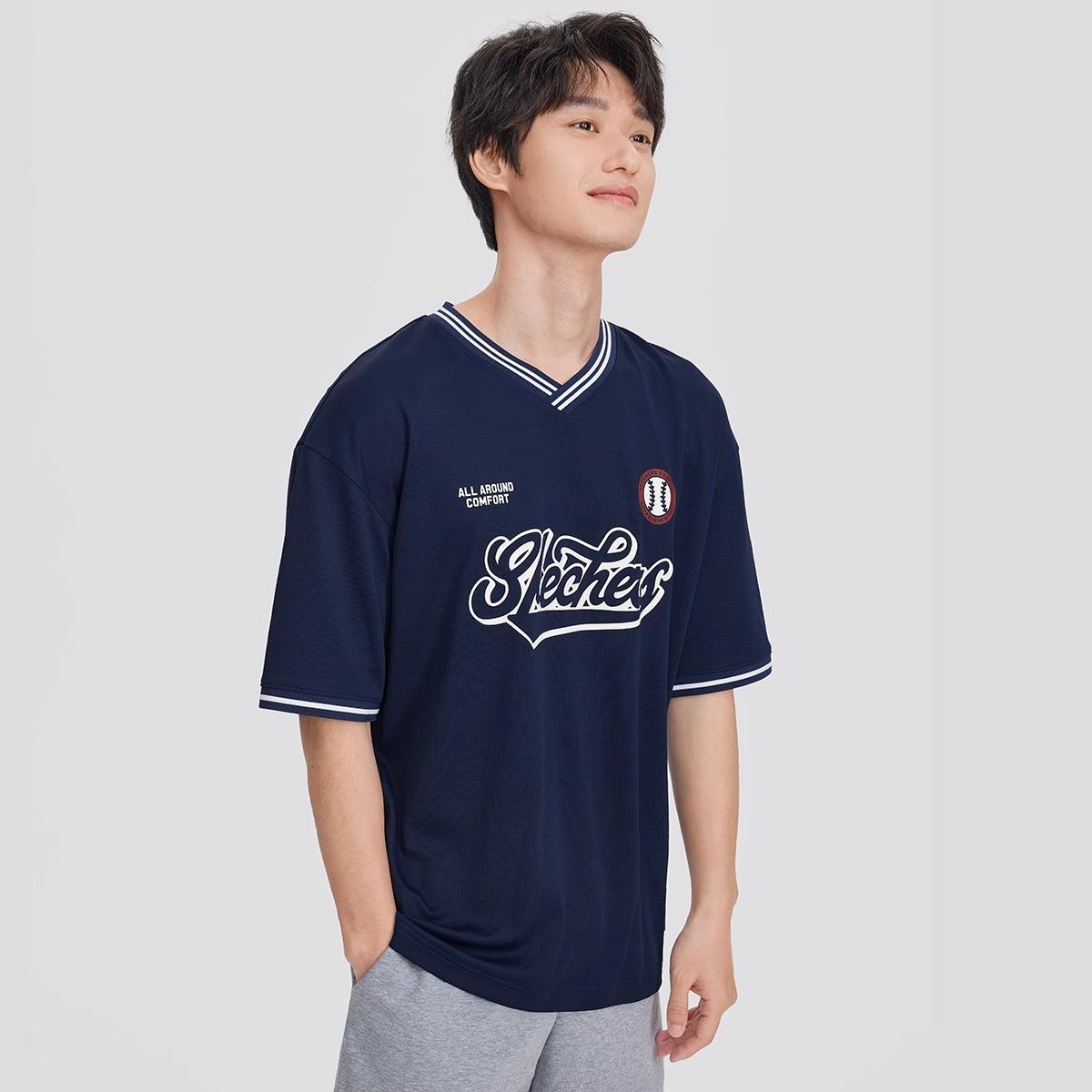 夏季男女同款潮流V领短袖