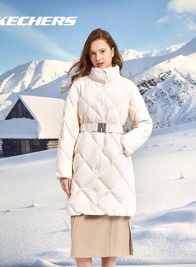Skechers斯凯奇雅钻系列女士梭织长款羽绒服舒适保暖外套L423W146