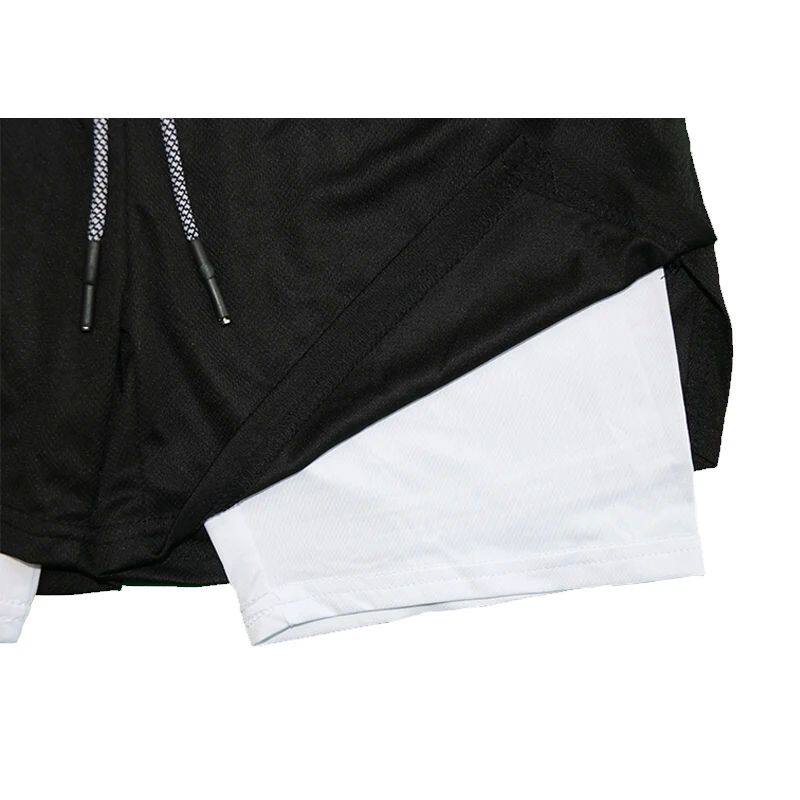 ANIME GYM SHORTS FOR MAN DOUBLE LAYER 2-IN-1 QUICK-DRYING SW