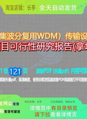 密集波分复用WDM）传输设备项目可行性研究报告(拿地)121页 项目
