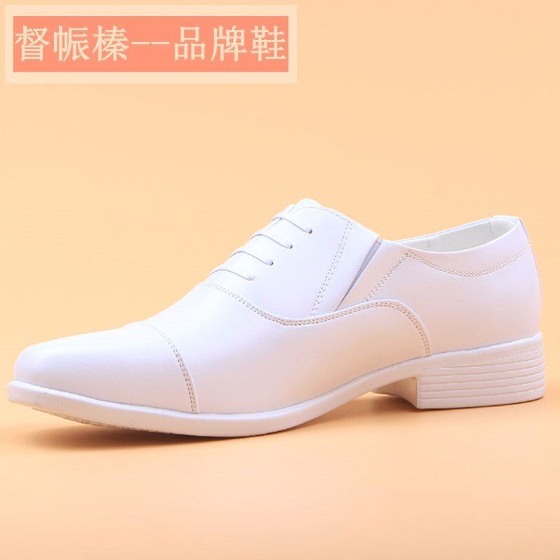 白皮鞋男真皮三接头商务正装凉鞋结婚穿新郎小白鞋摄影师脚模鞋子