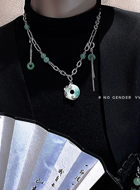 yyds国风新中式拼接玉石项链女高级设计感小众百搭串珠锁骨链男潮