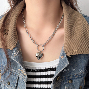 爆款 爱心吊坠项链女长款 毛衣链秋冬配饰小众设计感高级2025新款