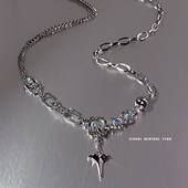 yyds 女夏 甜酷风星芒月光石拼接项链男轻奢小众锁骨链2025年新款