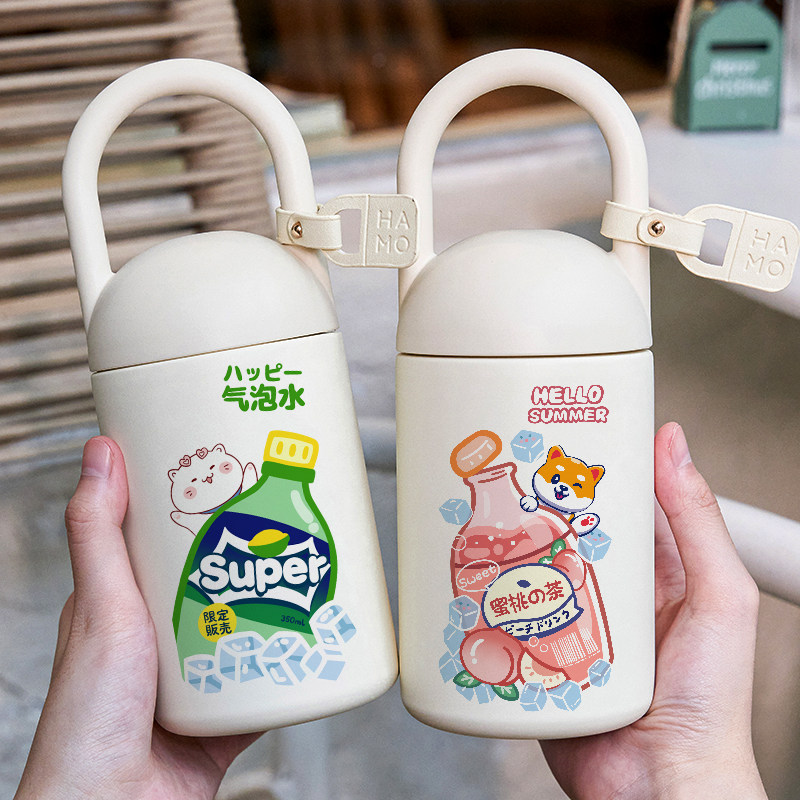 小清新保温杯卡通喝水杯子饮料动物学生简约创意小巧便携外出真空图片