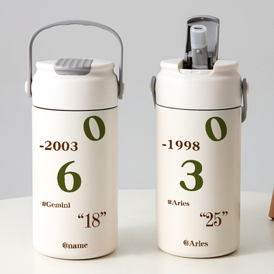 幸运数字生日定制吸管保温杯情侣私人订制印照片刻字喝水杯子泡茶