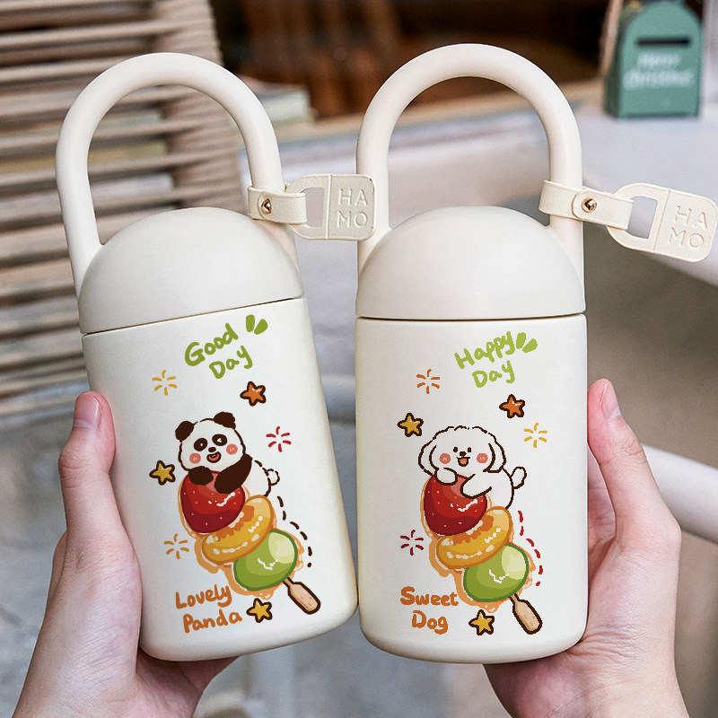 可爱保温杯小狗卡通熊猫女生高颜值超萌精致水杯子316不锈钢便携