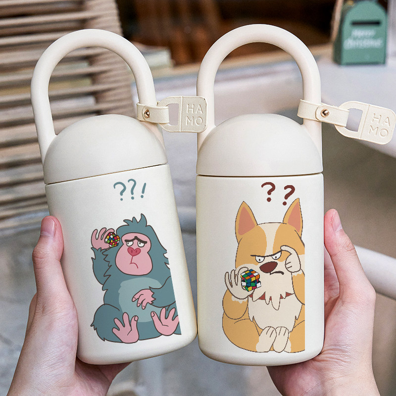 原创保温杯搞怪卡通喝水杯子熊猫趣味创意小众童趣316不锈钢简约