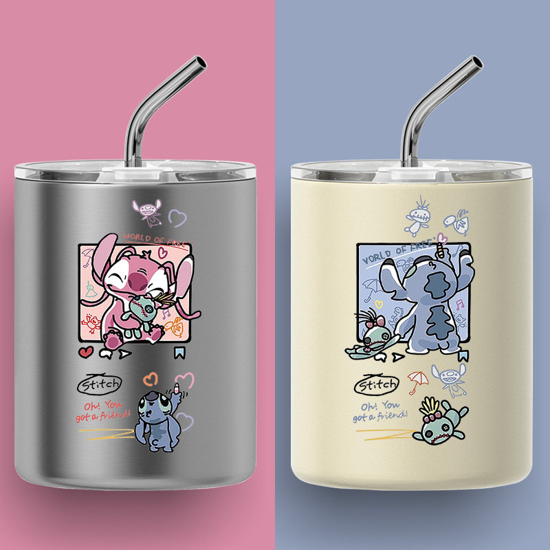 史迪仔咖啡保温杯情侣学生水杯子男女卡通可爱创意ins风高档精致