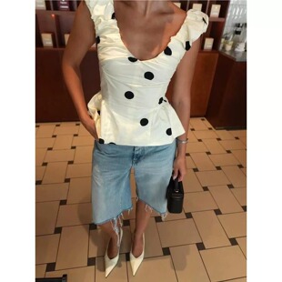 欧美时装气质通勤百搭波点背心2026修身时尚上衣女polka dot vest