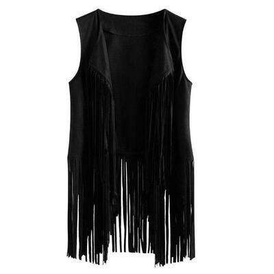 纯色流苏休闲马甲 Solid-color fashionable fringed casual vest