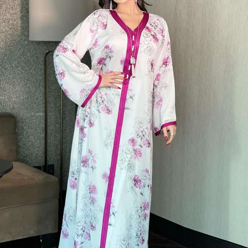 Womens gold chiffon printed robe ethnic