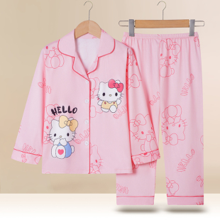 小女孩可爱卡通家居服宝宝HelloKitty凯蒂猫 开衫 睡衣女童春秋长款