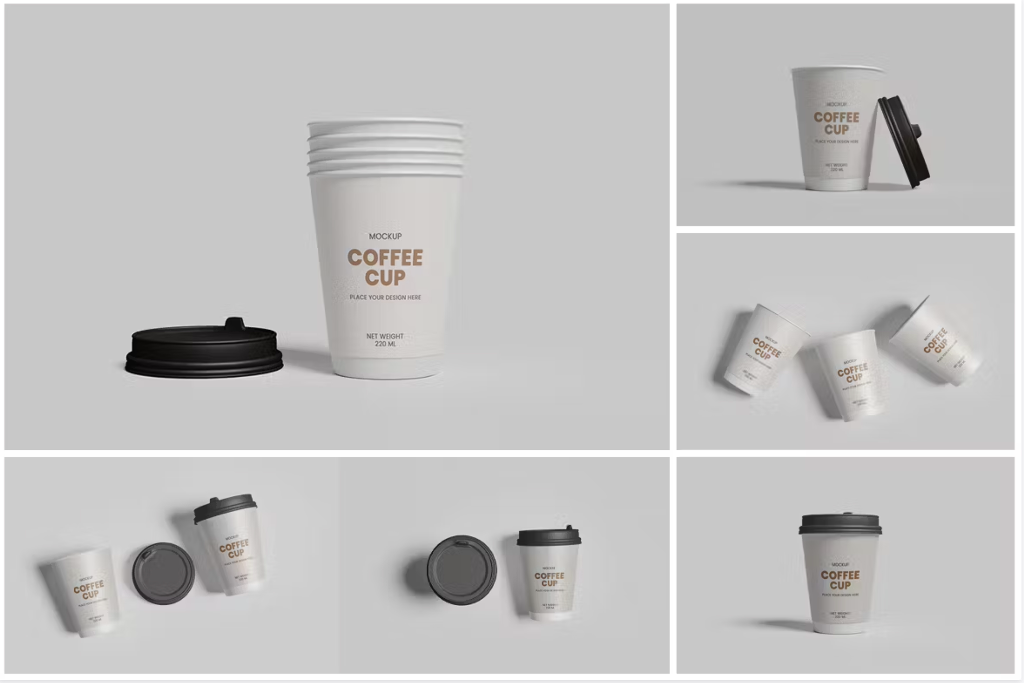 6个psd咖啡杯子咖啡纸杯便携式咖啡杯包装设计展示样机源文件