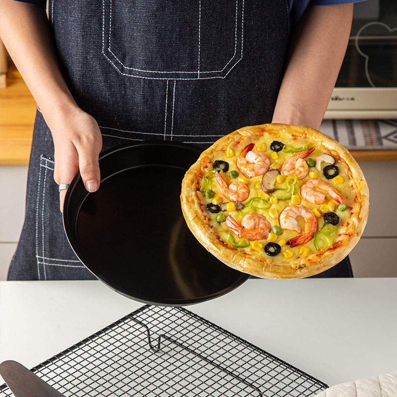 6/8/9寸碳钢披萨盘 不粘pizza比萨盘烤箱家用披萨模具 烘焙模具