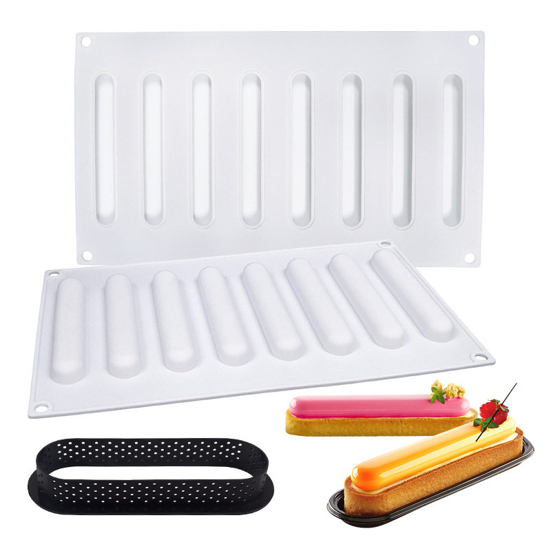 8连椭圆长条塔饼套装硅胶模具椭圆形塔圈慕斯蛋糕烘焙用具diy网红