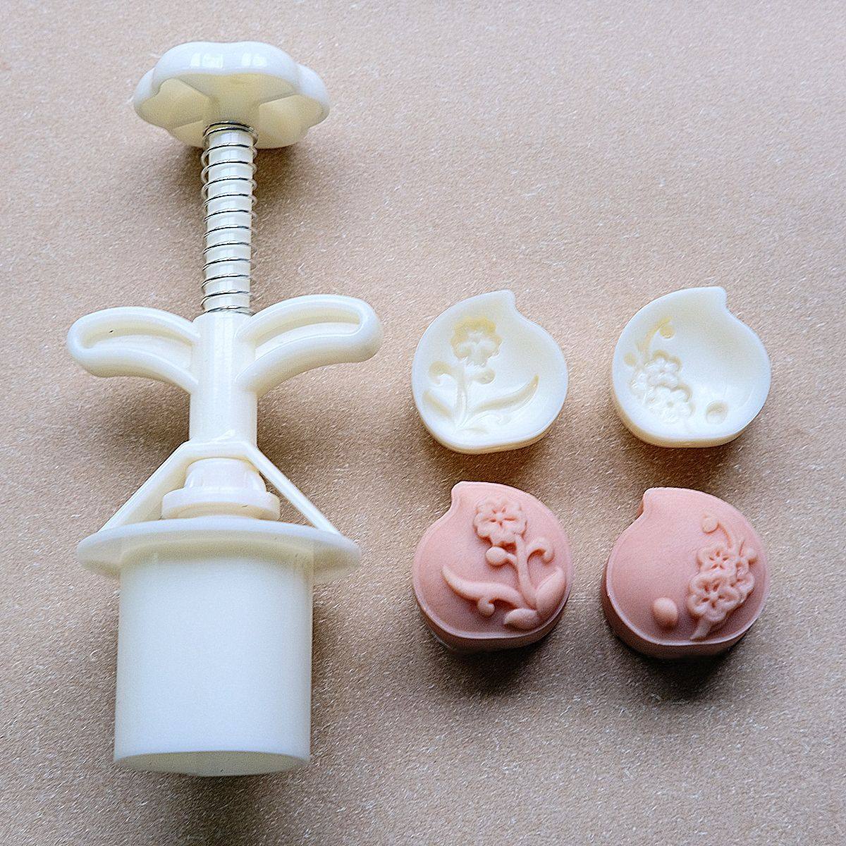 三木家原创25克50g桃子糕点月饼模具立体花桃手压式凤梨酥绿豆糕