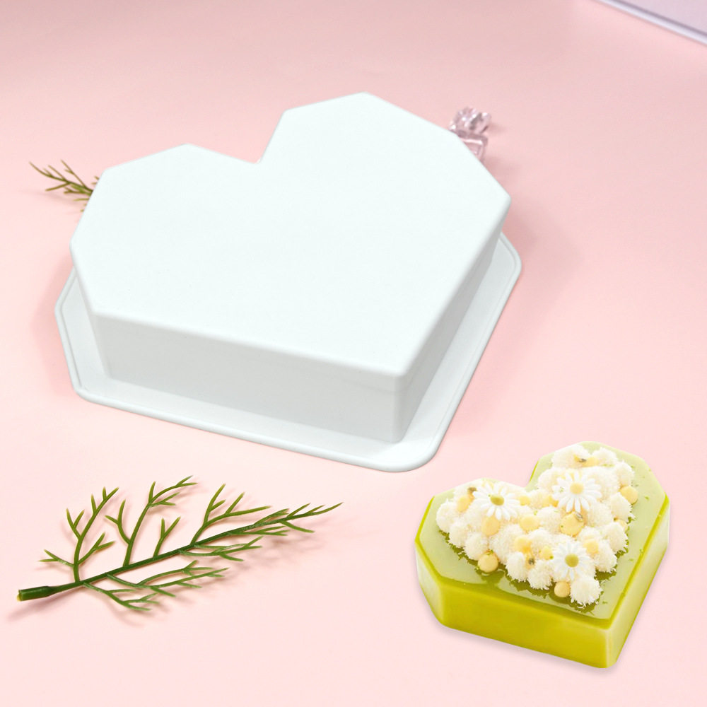 情人节单个六边爱心7寸慕斯硅胶模具 DIY法式甜品巧克力蛋糕模具