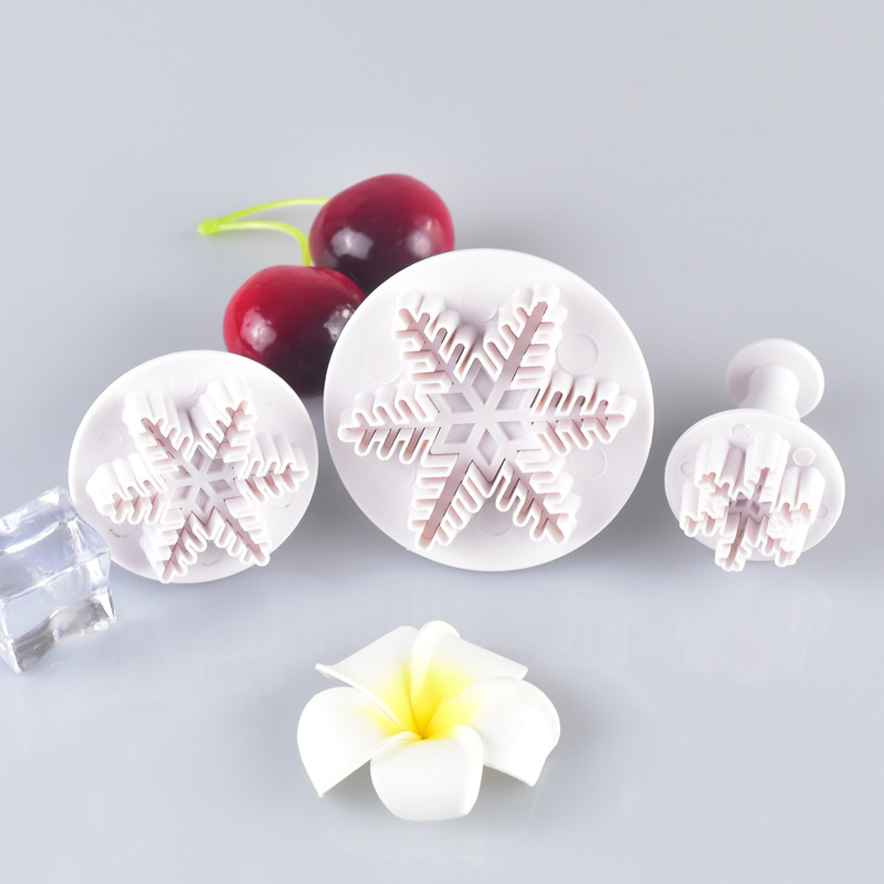 3pcs细雪花弹簧模 饼干工具套装蛋糕装饰创意磨具