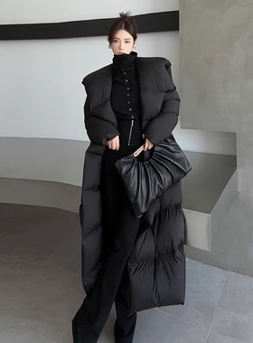 2025冬季新款中长款连帽羽绒服时尚经典百搭简约保暖热力感外套女