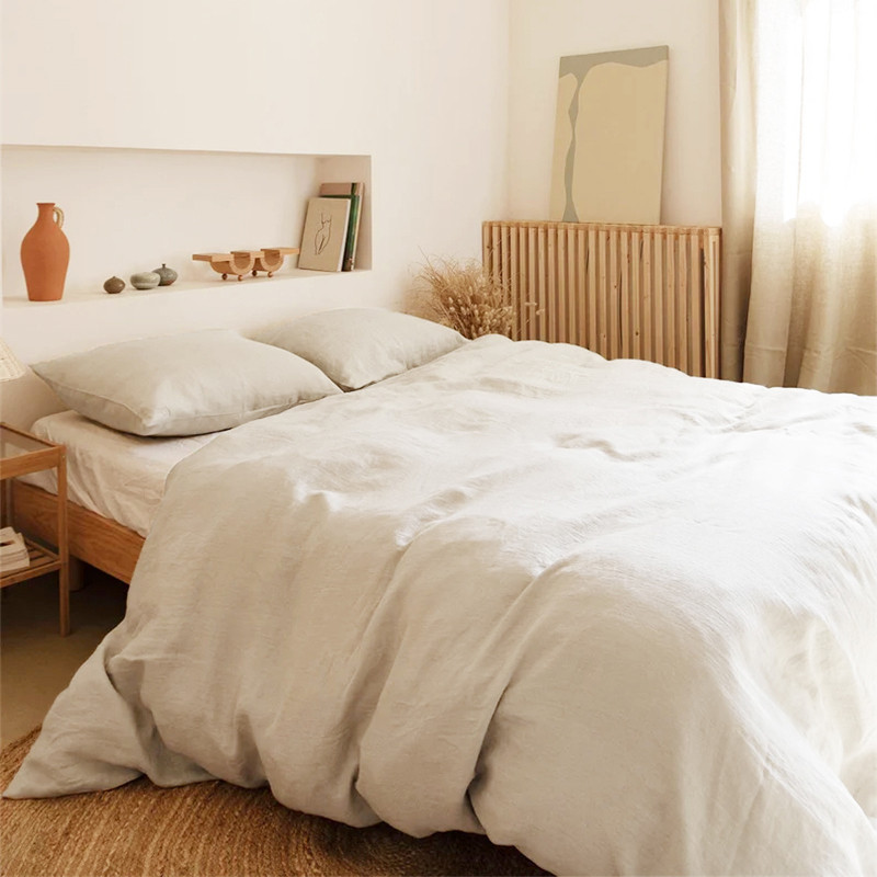 纯天然亚麻被套单人150x200x230纯色双人床被罩酒店民宿定制尺寸