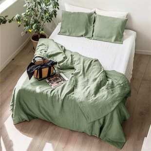240床品定制 200cm单人纯色被罩高级感220 2025年新款 亚麻被套150