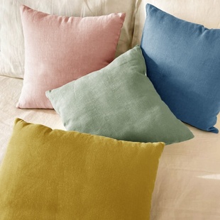 天然亚麻纯色腰靠客厅沙发抱枕含芯卧室床头靠枕布艺靠垫套可拆洗