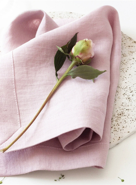 高级感纯色亚麻餐巾布折花口布32X44CM隔热餐垫酒店小方巾擦杯布