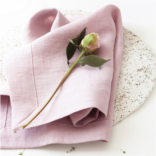 高级感纯色亚麻餐巾布折花口布32X44CM隔热餐垫酒店小方巾擦杯布