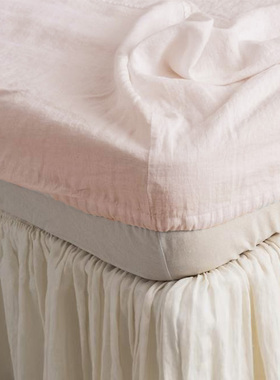 外贸出口纯亚麻床笠防滑固定床罩防尘透气纯色简约床垫套单件定制