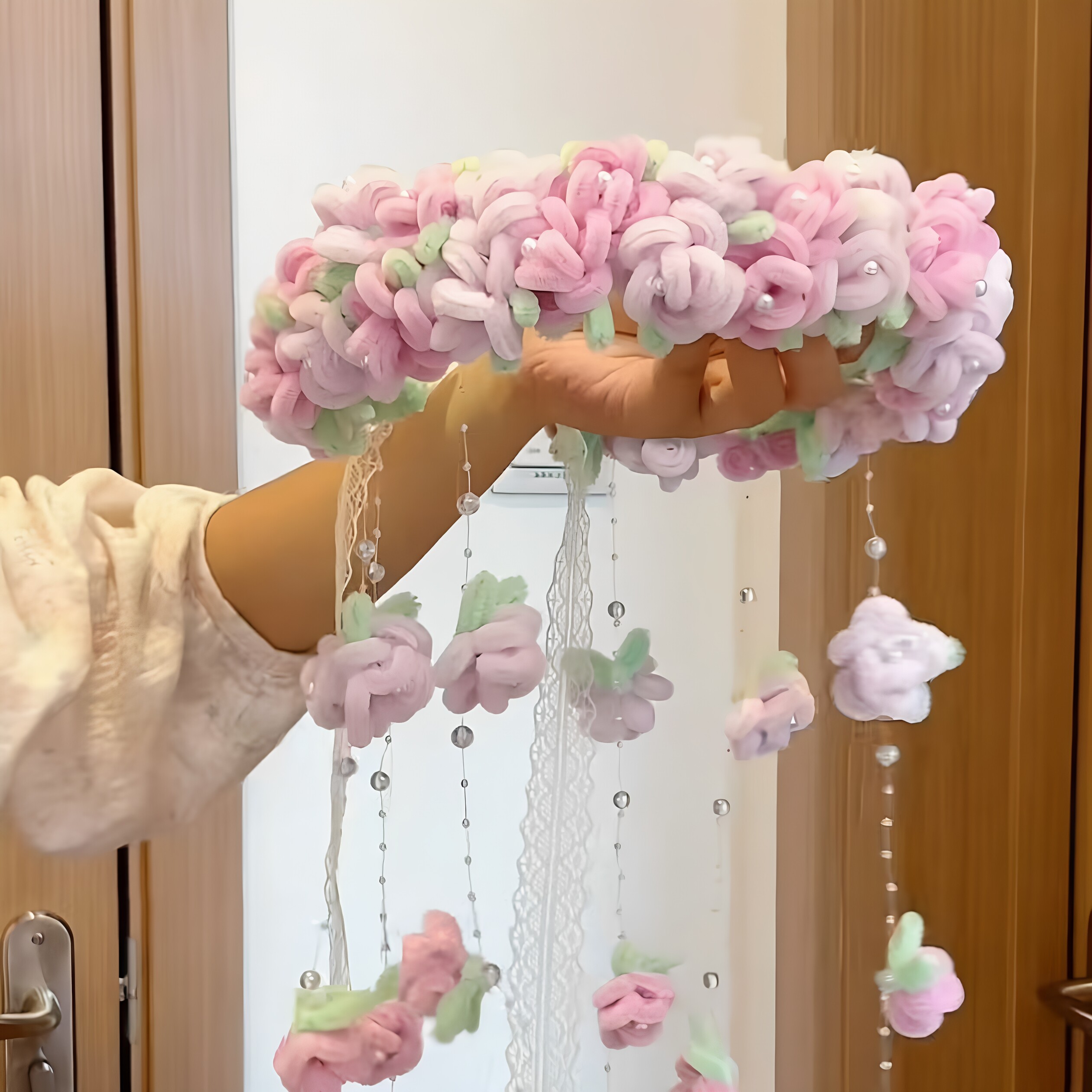 【初级手工】双色玫瑰花环扭扭棒diy材料包头饰古风拍照氛围神器