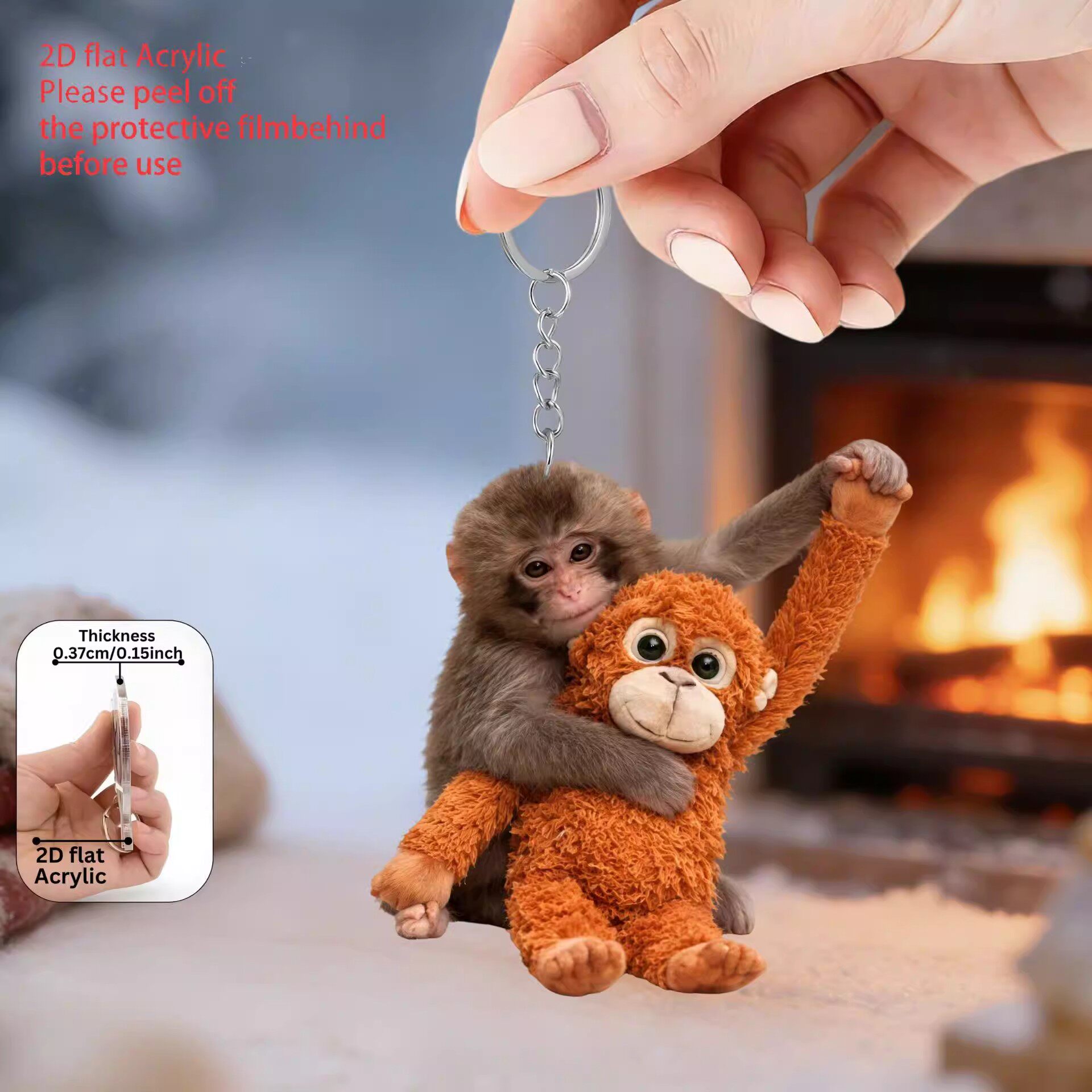 punch网红小猴子周边钥匙扣动物挂件可爱亚克力书包朋友礼物