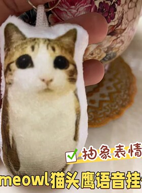 搞怪meowl猫头鹰小玩偶发声语音挂件毛绒卡通钥匙扣包装饰品礼物