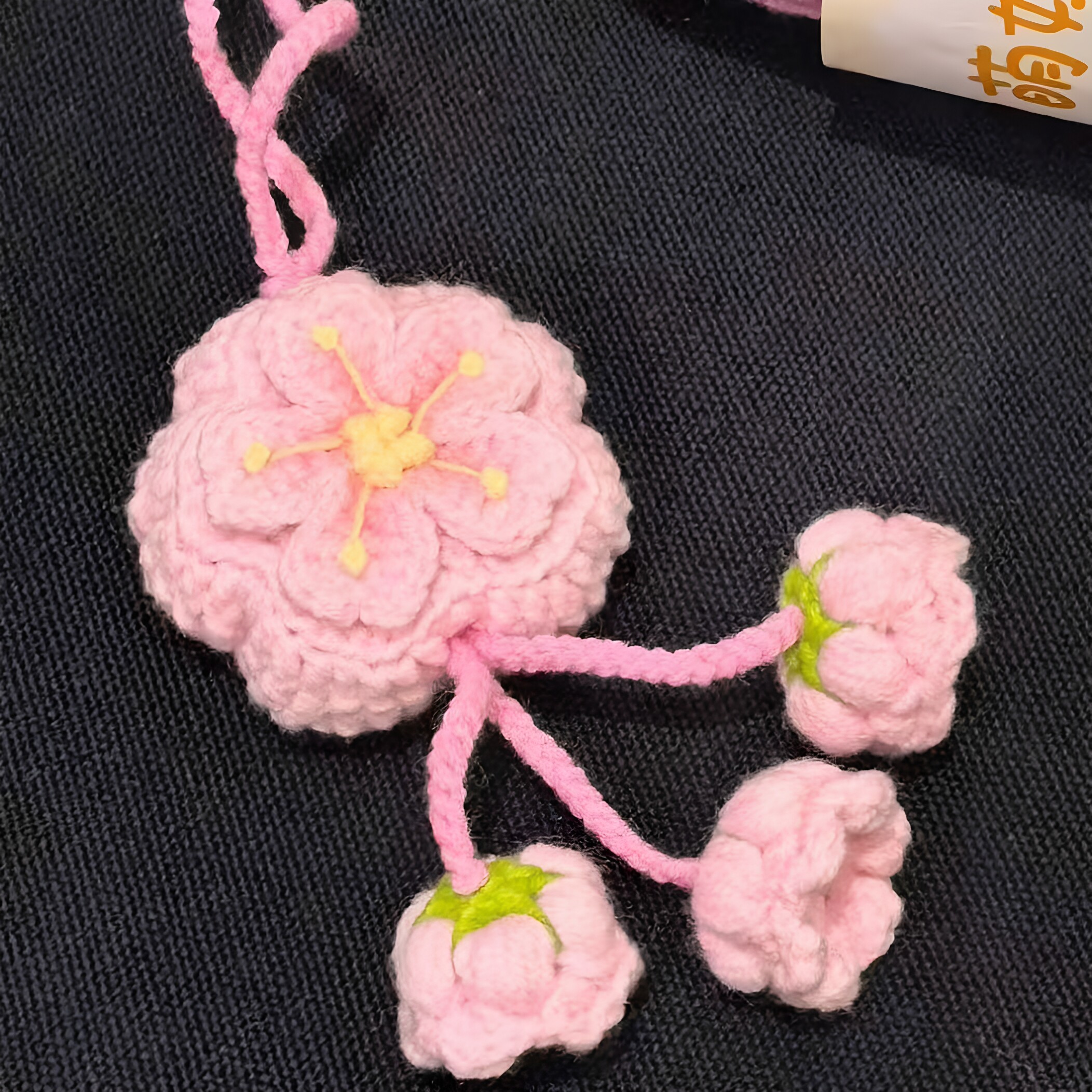 新手樱花月饼铃兰花初学挂件钩织樱花月饼手工编织礼物diy毛线钩