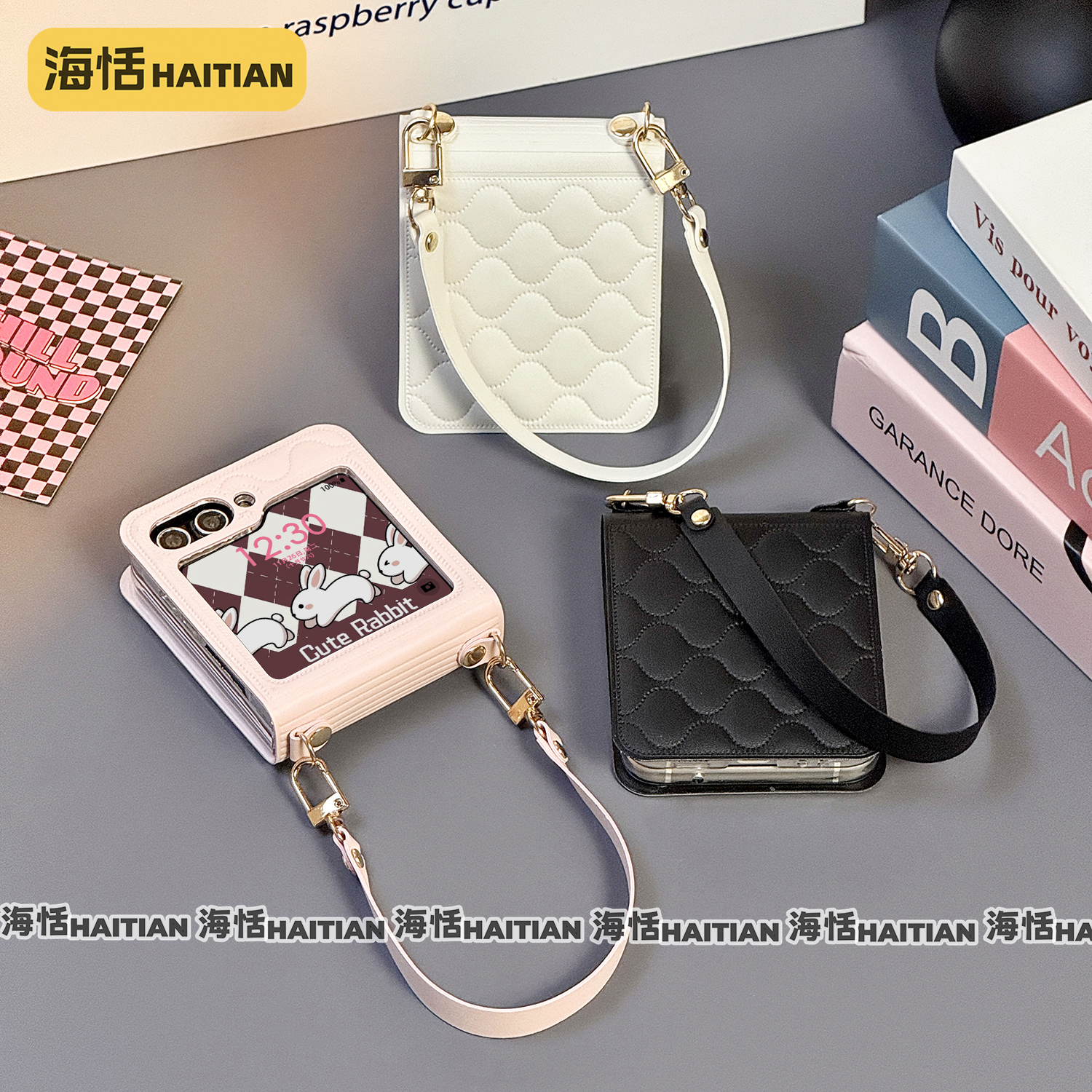 时尚波浪纹手提包折叠屏手机壳