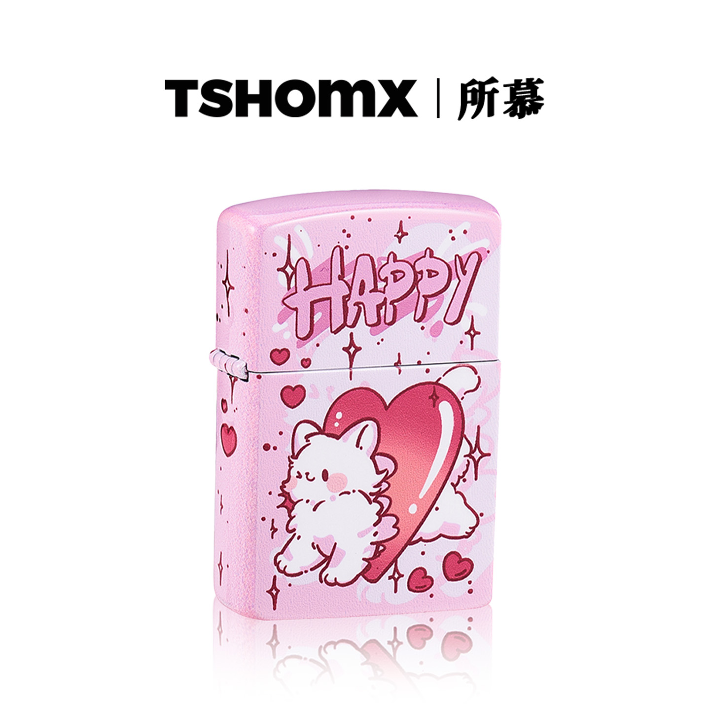 TSHOMX防风打火机煤油happy小猫创意耐用定制惊喜生日礼物送男友