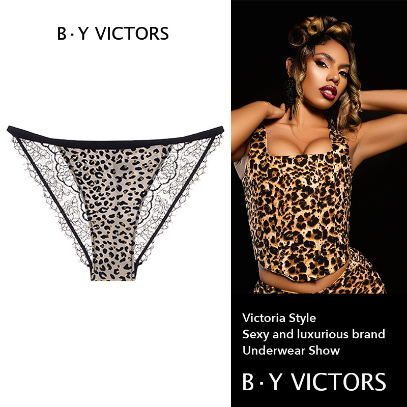 维多利亚桑蚕丝豹纹性感蕾丝内裤女2025新款夏薄款无痕低腰三角裤
