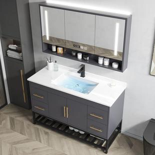 2022新款 岩板浴室柜组合卫浴套装 实木洗手洗脸池面盆卫生间洗漱台