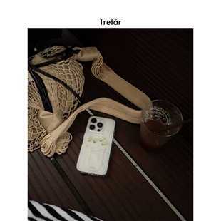 Tretar「黎曼粉卉」镶钻 双面覆膜 光面大孔 IMD手机壳 适用iPhone17Pro