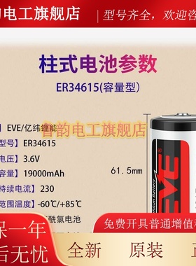 EVE亿纬ER34615智能水表物联网燃气表流量计1号3.6V锂电池LS33600