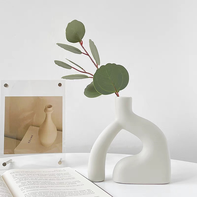高颜值简约白色素坯陶瓷花瓶