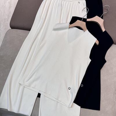 2025春季新款丝棉套头马甲阔腿裤