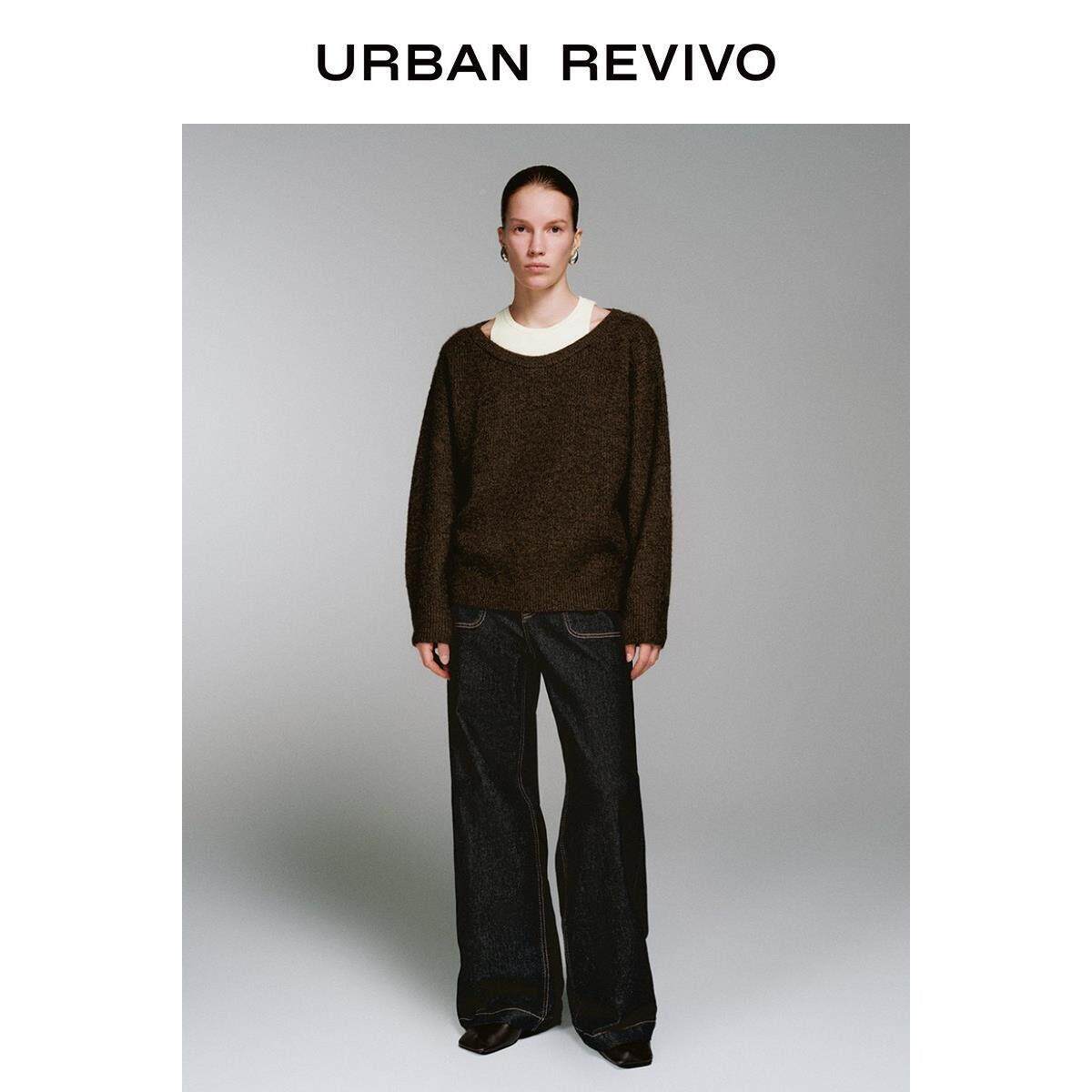 UR22UWM85027冬5季新款0女装覆古撞色线阔腿牛仔长裤UWM85明0278