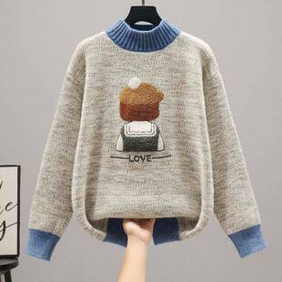 毛衣新女2025款少女学高中初中打生大童加绒加厚中领202221内搭底