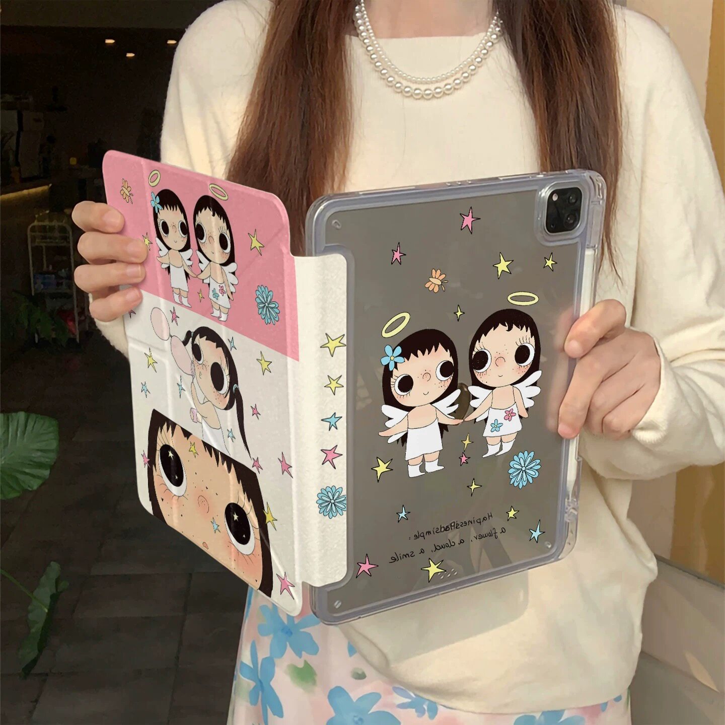 吹泡泡小玉Y+三折适用ipad11保护套air8/7/6新款ipad10带笔槽11寸pro防摔air5苹果平板保护壳mini7亚克力女