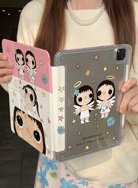 吹泡泡小玉Y+三折适用ipad11保护套air8/7/6新款ipad10带笔槽11寸pro防摔air5苹果平板保护壳mini7亚克力女