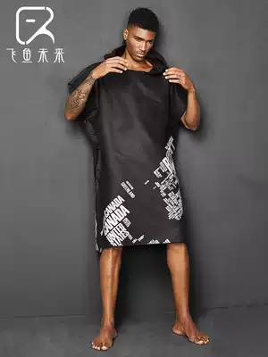 Flying fish future swimming towel clothes absorbent quick-drying change bathrobe seaside beach towel can wear cape bath towel Adult