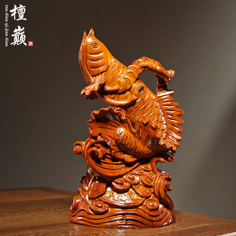 花梨木雕金龙献瑞摆件实木质金龙鱼家居客厅电视柜装饰红木工艺品